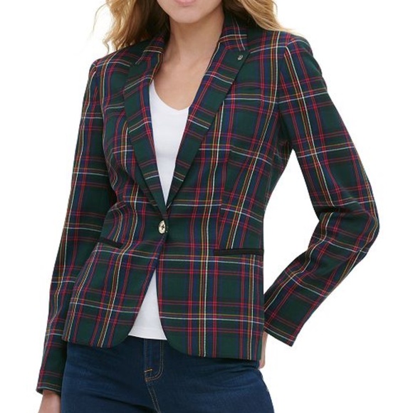 tommy hilfiger women's plaid blazer